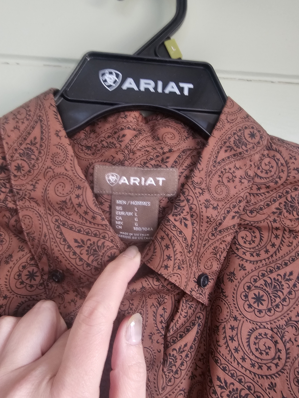 Ariat Men's Brown Paisley Button-Up Shirt